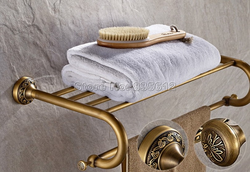Antique Brass Wall Mounted Bathroom Brief Style Towel Rack Holders Wba484