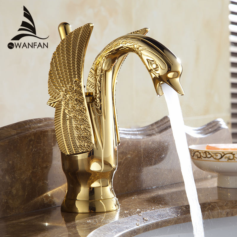 Free shipping New Design Luxury Copper hot and cold taps Swan faucet Gold plated gold wash basin faucet Mixer Taps HJ-35K Free shipping New Design Luxury Copper hot and cold taps Swan faucet Gold plated gold wash basin faucet Mixer Taps HJ-35K