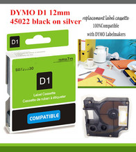 dymo 5pcs/lot 12mm*7m 45022 black on silver compatible dymo label maker dymo D1 Label Tape printer ribbons cp company enduro