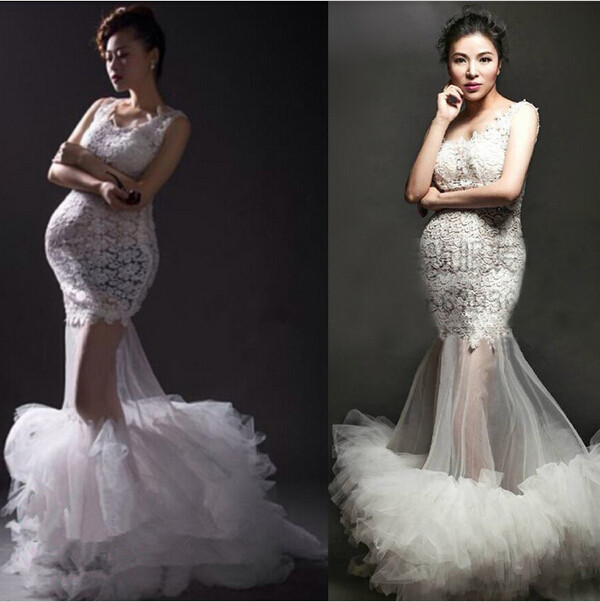 New font b Maternity b font Photography Props Costume Pregnant Women Long Mermaid Dress Elegant Fashion
