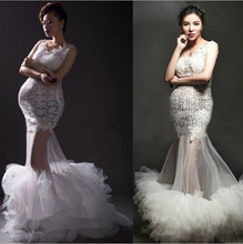 New Maternity Photography Props Costume Pregnant Women Long Mermaid Dress Elegant Fashion Princess Baby Shower Free shipping