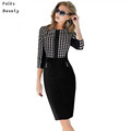 Work dresses for Women Plus Size XXL Elegant Patchwork Stretch Tunic Business Casual Office Formal Pencil