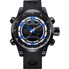 Moda de múltiples funciones WEIDE marca con estilo Casual militar fecha Display analógico Digital Night Vision hombres de cuarzo reloj de pulsera