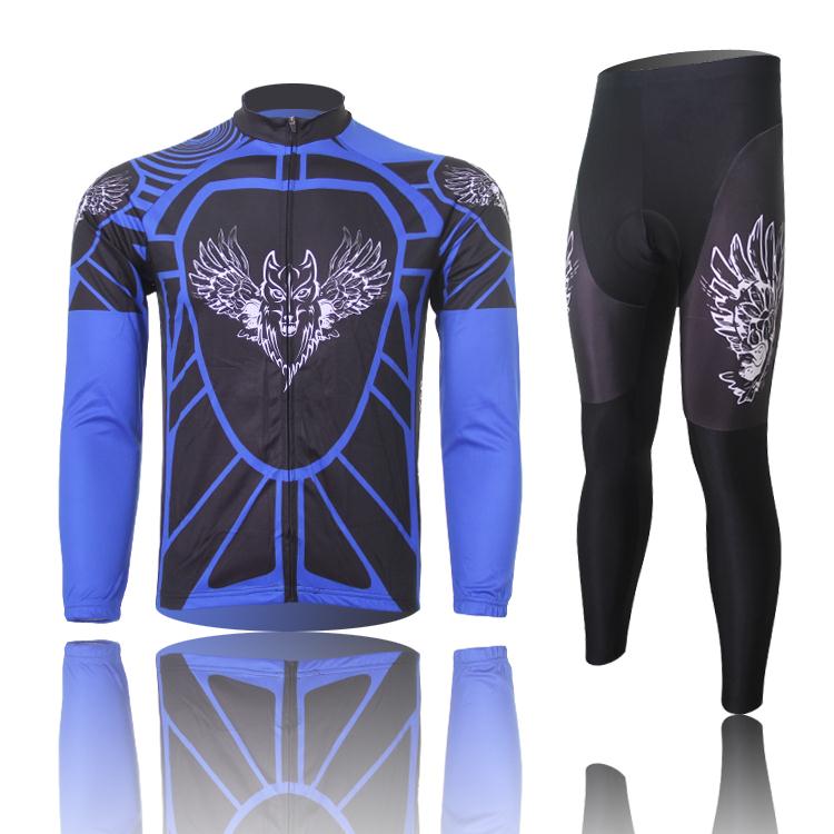 ropa ciclismo Wolf long sleeve Cycling clothing blue pants sets