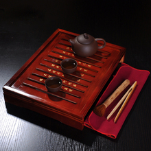 Drinkware Yixing zisha purple sand Kung fu tea set Solid wood tea tray tea cup ceremony