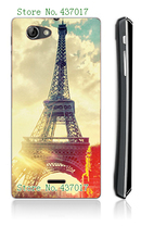2015 hot despicable me rose flower eiffel tower white hard back cover cases for sony st26i