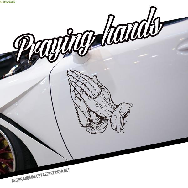 Praying hands design vinyl car stickers and decals for skoda peugeot nissan lada mazda 3 fasion