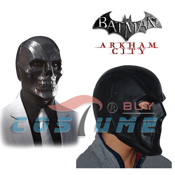 Roman Sionis Batman Cosplay Helmet Costume Black Mask Skull Arkham City Party