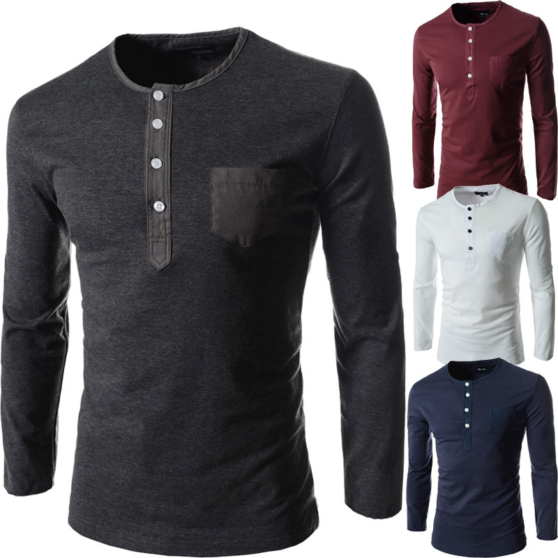 New spring 2015 men\'s long-sleeved round neck coll...