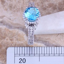 Stunning Sky Blue White Topaz 925 Sterling Silver Ring For Women Size 5 6 7 8