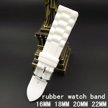 1PCS High quality 16MM 18MM 20MM 22MM rubber watch strap white color Watch band women and men watch strap -WBR001