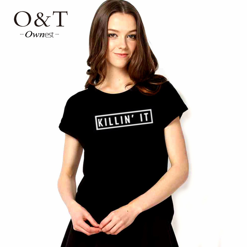 2015 Hot sale summer graphic letter printed funny tshirts women tops for girls woman unisex female