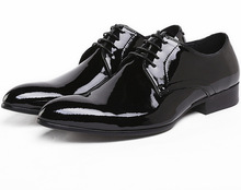 Patent leather Black mens dress shoes business shoes genuine leather mens wedding shoes pointed toe mens office shoes