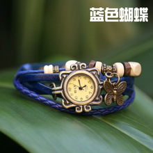 Cuero genuino estudiantes moda en la primera capa de la mesa para ver el reloj de la moda mujer pulsera de la mariposa