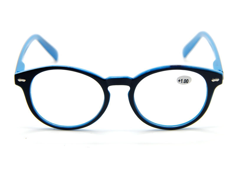 Mens Large Round Retro Black Blue Frame Reading Glasses ...