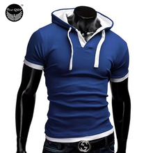 Brands Hooded Polo Homme Men 2016 Shirt Casual Mens Camisa Blue Polos Hombre Solid Manga Corta Marca XXXL