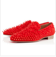 New Arrival 2016 Rivet Flats for Men Fashion Rivet Shoes Top Brand Red Bottoms Flats Red and Black Drop Ship
