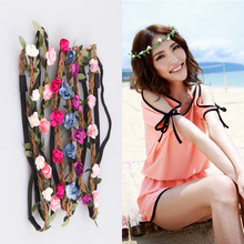 Hot Sale Flower Crown Headband Beautiful Rose Flower Headbands For Girls Bohemian Style Wreath Wedding Floral Garland For Women