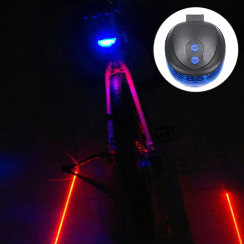 7 Flash Mode Dual Laser Bicycle Tail Lighting with 5pcs LED powered by 2xAAA battery Waterproof