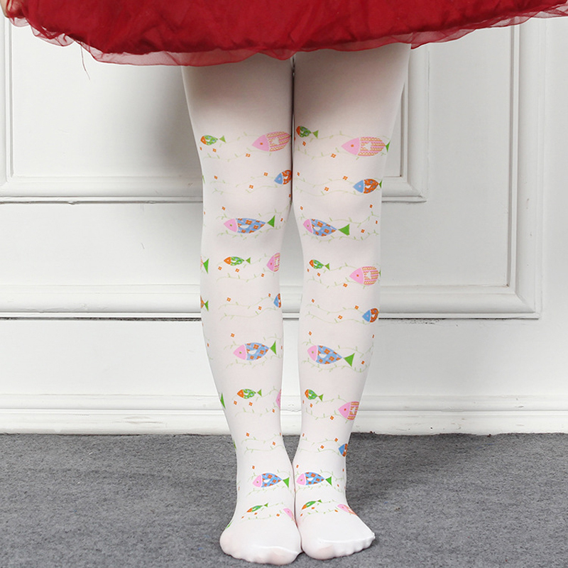 2015 fashion Velvet Kids Little Girl's Tights for Children Print Footed Baby Girl Pantyhose for
