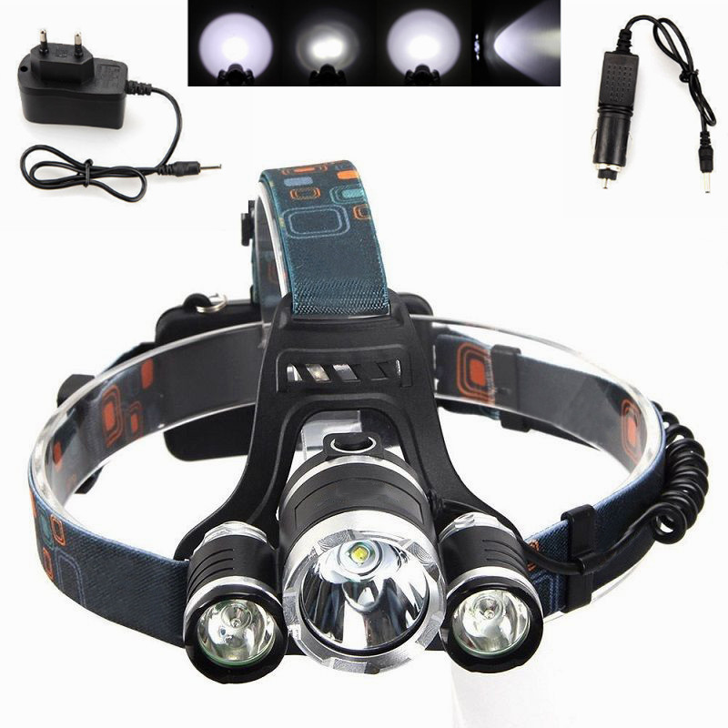 8000LM CREE XML T6+2R5 3LED Light Headlamp Rechargeable Head Torch Lamp Headlight Flashlight+2XChargers Free Shipping