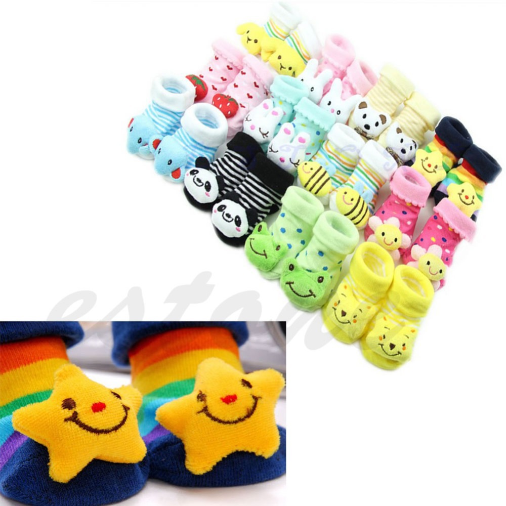 Hot Sale 1 Pair Cute New Baby Girl Boy Cotton Cartoon Anti slip Soft Shoe Socks