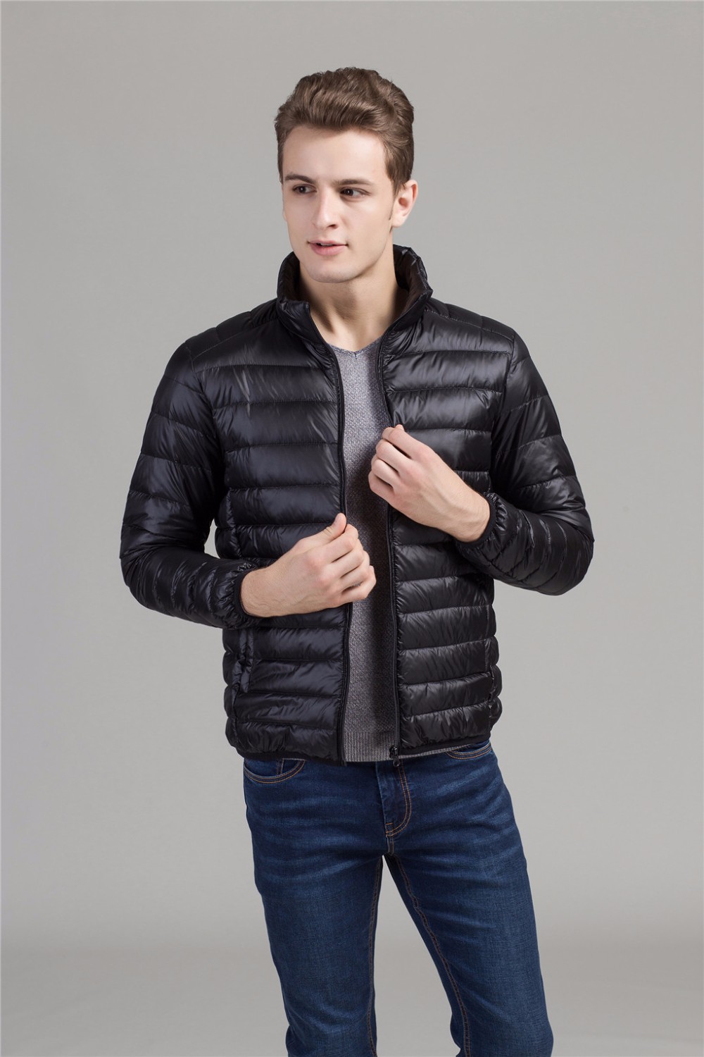 Youhan Mens Casual Quilted Patchwork Faux Leather Bomber Jacket