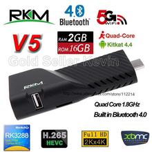 Rikomagic RKM V5 Mini PC RK3288 4K Android 4.4 TV Box Quad Core 2G 16G H.265 XBMC Bluetooth Dual Wifi Smart Dongle Google IPTV