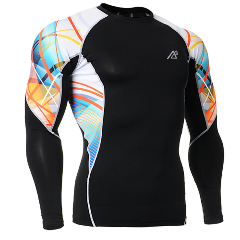 2016 Brand New Fitness Men Top Quality Compression Shirts Long Sleeve Running Shirts Sports Spandex Base