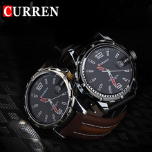 Classic Stylish Fashion Sports Genuine Leather Band Curren Brand Casual Men s Quartz Watch Calendar Black