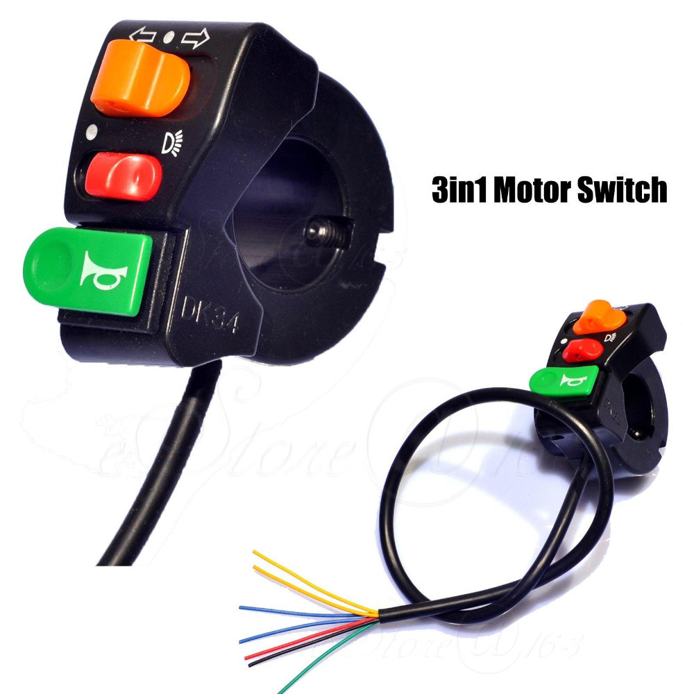 3in1 7/8" 22mm handlebar Headlight /Turn Light/Horn Switch For bike motorcycle electric bicycle