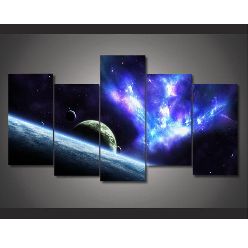 New Designer Canvas Printings Stars Universe space Painting Wall Art Home Decoration 5 PCS Canvas Unframed Free shipping