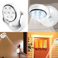 6V 7 LED Cordless Motion Activated Sensor Light Lamp 360 Degree Rotation Wall Lamps White Porch