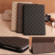 Business style For ipad covers for ipad 2 3 4 case Plaid Design Folio PU Leather
