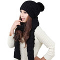 Fashion New Winter Women Warm Thicken Scarf Hat Set Knitted Knitting Skull caps