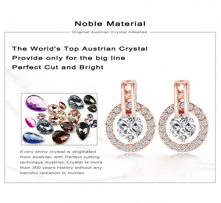 Классический ювелирные комплект настоящее 18 к роуз позолоченные австрийских кристаллов ожерелья / серьги комплект для женщин st0017-a размер 12 * 18 мм