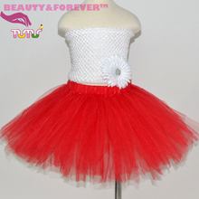 Fluffy red tulle tutu skirt for girls party skirts birthday tutu