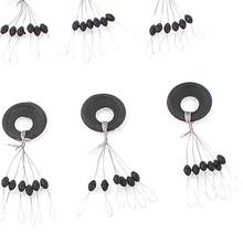 WSFS Hot Sale 10 Pcs 6 in 1 Black Rubber Oval Bead Ring Fishing Bobber Stopper