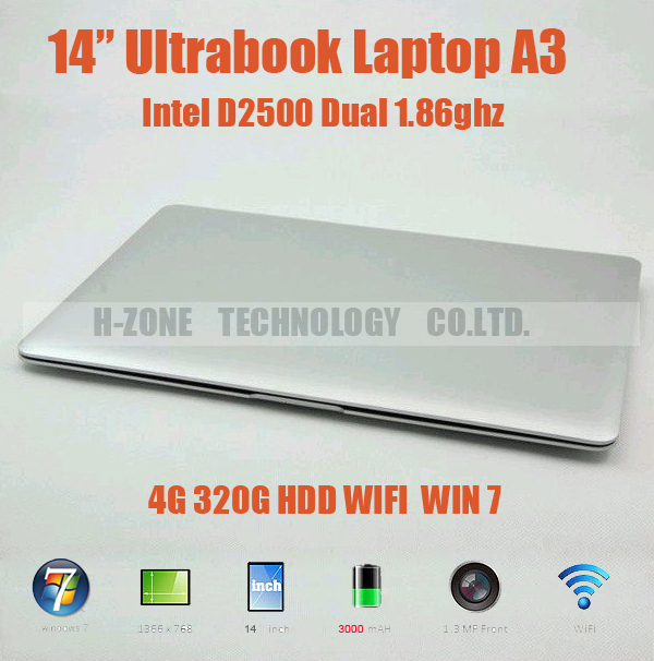14.1  Ultrabook  Intel D2500 / N2600 1.86    4  320  wi-fi 1.3  - Win7    HZ-A3