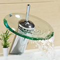 Single Handle 12 Chrome Glass Waterfall Bathroom Vanity Faucet Vessel Sink