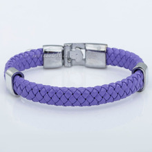 9mm Braided Rope Surfer Leather Bracelet Wristband Stainless Steel Clasp multi colors Mens Womens jewelry LBW102