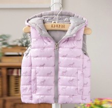 Autumn Winter Kids Waistcoat Cartoon Zebra Baby Girl Vest Coat Down Jacket Sleeveless Thicken Pink Purple