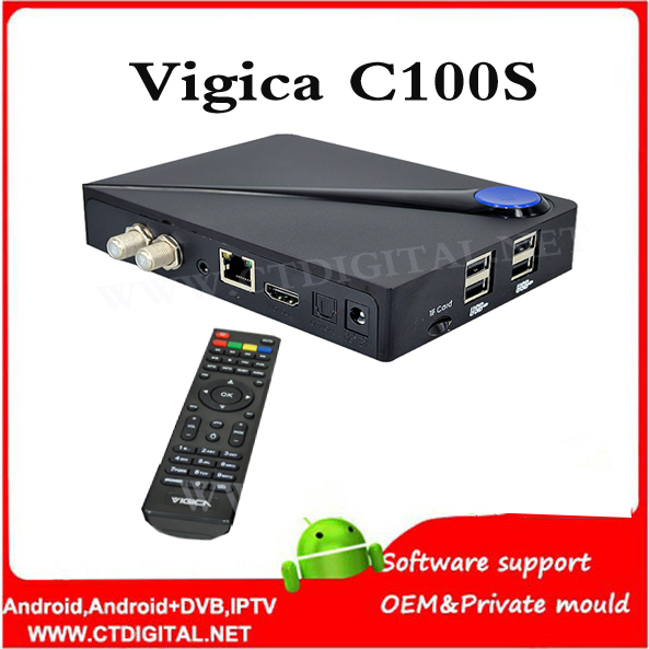 CCcam Newcamd DVB-S2 Android 4.4.2 TV BOX VIGICA C100S Android Satellite TV Receiver Quad Core HD Smart TV Box XBMC Dobly