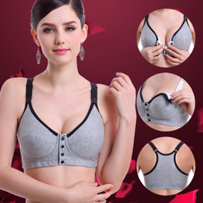 2016 New Design 100 font b Feeding b font Cotton Maternity Underwear Front Open Buckle Wireless