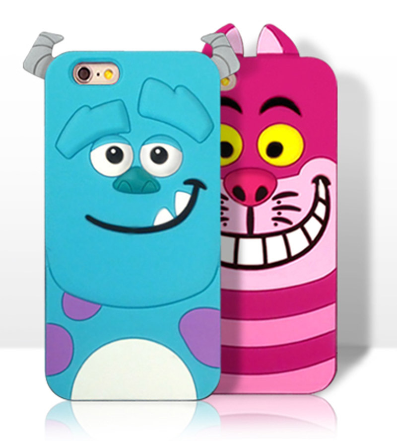 3D Cute Cartoon Monsters University Silicone Case For iphone 6 plus Sulley Cat Tiger Cover Monsters