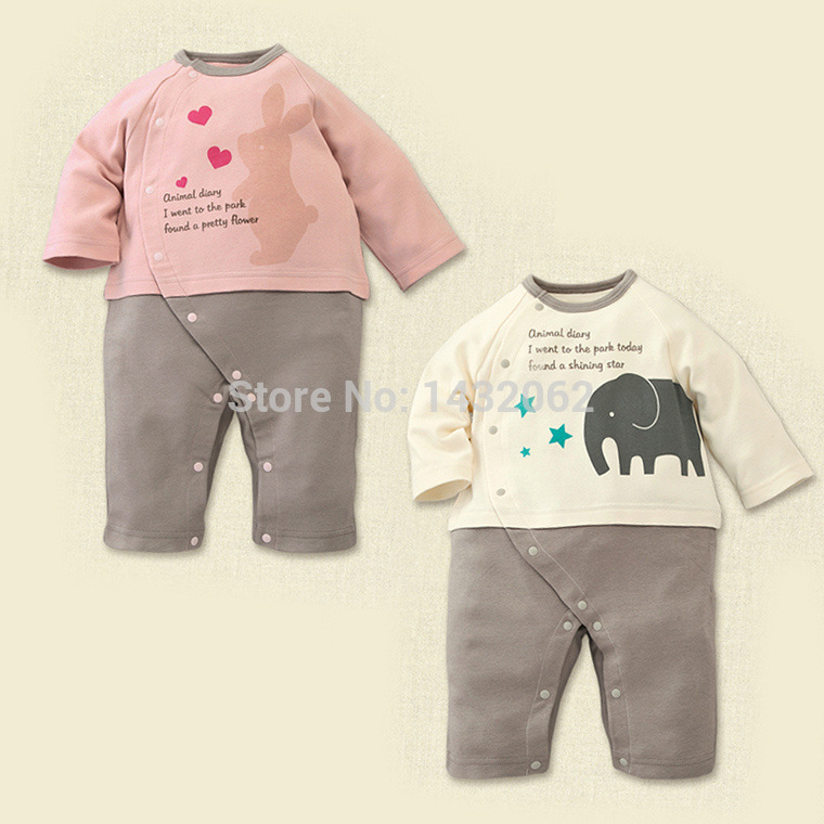 New casual brand winter baby boy girl rompers cute newborn jumpsuit Europe rabbit elephant thicken warm