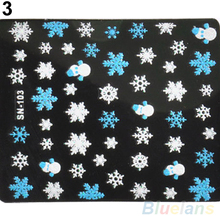 Snowflakes Snowman 3D Nail Art Stickers Decals Girl Fingernail Accessories 1QA9 2ODJ