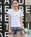 Harajuku Printed Tshirt Fashion 2016 Summer Floral Diamond Brand T Shirt Women Tops Cotton Camisetas Poleras
