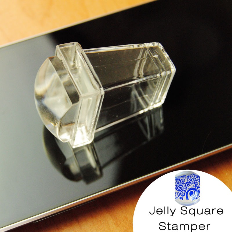2Pcs set Hot Pure Clear Jelly Silicone Nail Art Stamper Scraper Transparent Stamper Head Polish Transfer