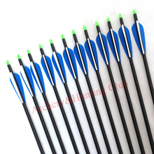 12pcs lot Hunting arrow 12pc 30 aluminum blue white with arrowhead compound bow arrow hunting arrow